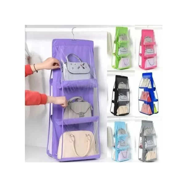 6 pocket Hanging Sorting Bag transparent storage bag for closet purse organization miscellaneous goods Jhoori 1