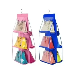 6 pocket Hanging Sorting Bag, transparent storage bag for closet, purse organization & miscellaneous goods jhoori.com