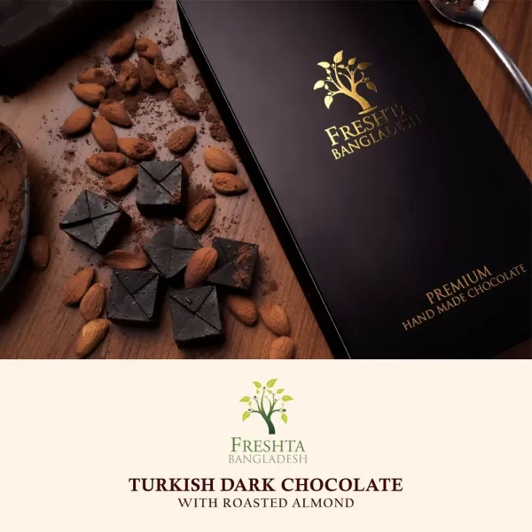 Freshta Hand Made Turkish Dark Chocolate with Roasted Almonds 200gm Jhoori