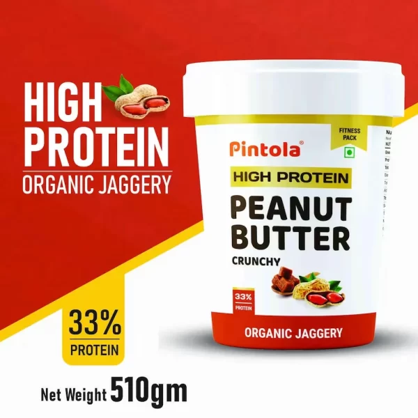 High Protein Pintola Peanut Butter JAGGERY Crunchy 510gm Jhoori 1