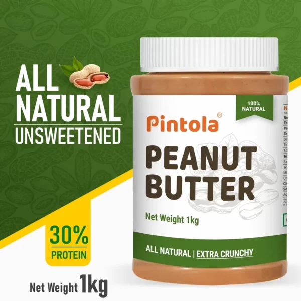 Pintola All Natural Peanut Butter 1kg Creamy Crunchy Jhoori