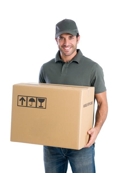 stock photo happy courier