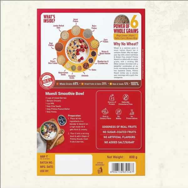 Pintola Fruit Nut Muesli Nutrient Packed Bliss 400g Jhoori