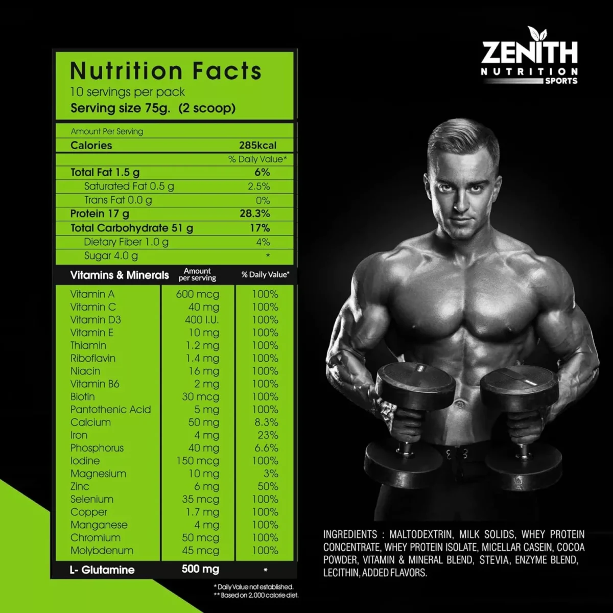 Zenith Nutrition Mass Gainer Chocolate 750 gm jhoori 3