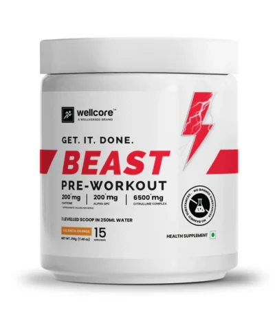 Wellcore Beast Mode Pre Workout Supplement for Boosting Energy, Stamina, and Focus