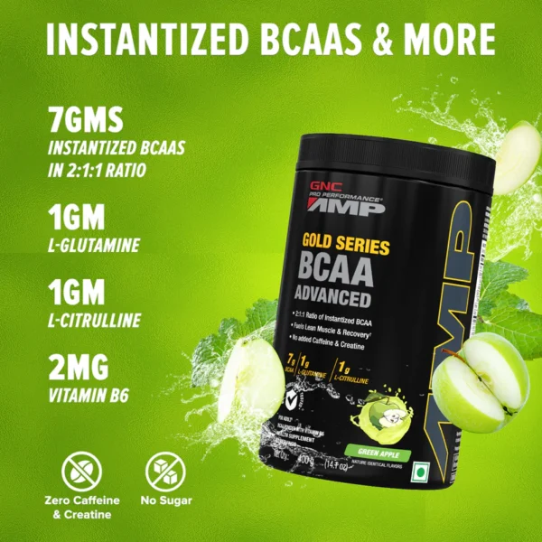 GNC AMP Gold Series BCAA Advanced green apple Jhoori