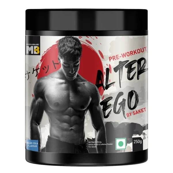 MuscleBlaze Pre Workout Alter Ego By Saket 250 g 0.55 lb Blue Cola Jhoori 3