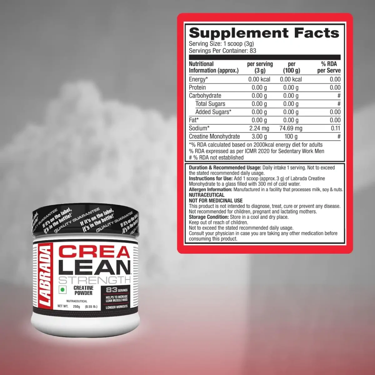 Labrada CreaLean Powder- 0.55 lbs (250 gm) - Image 2