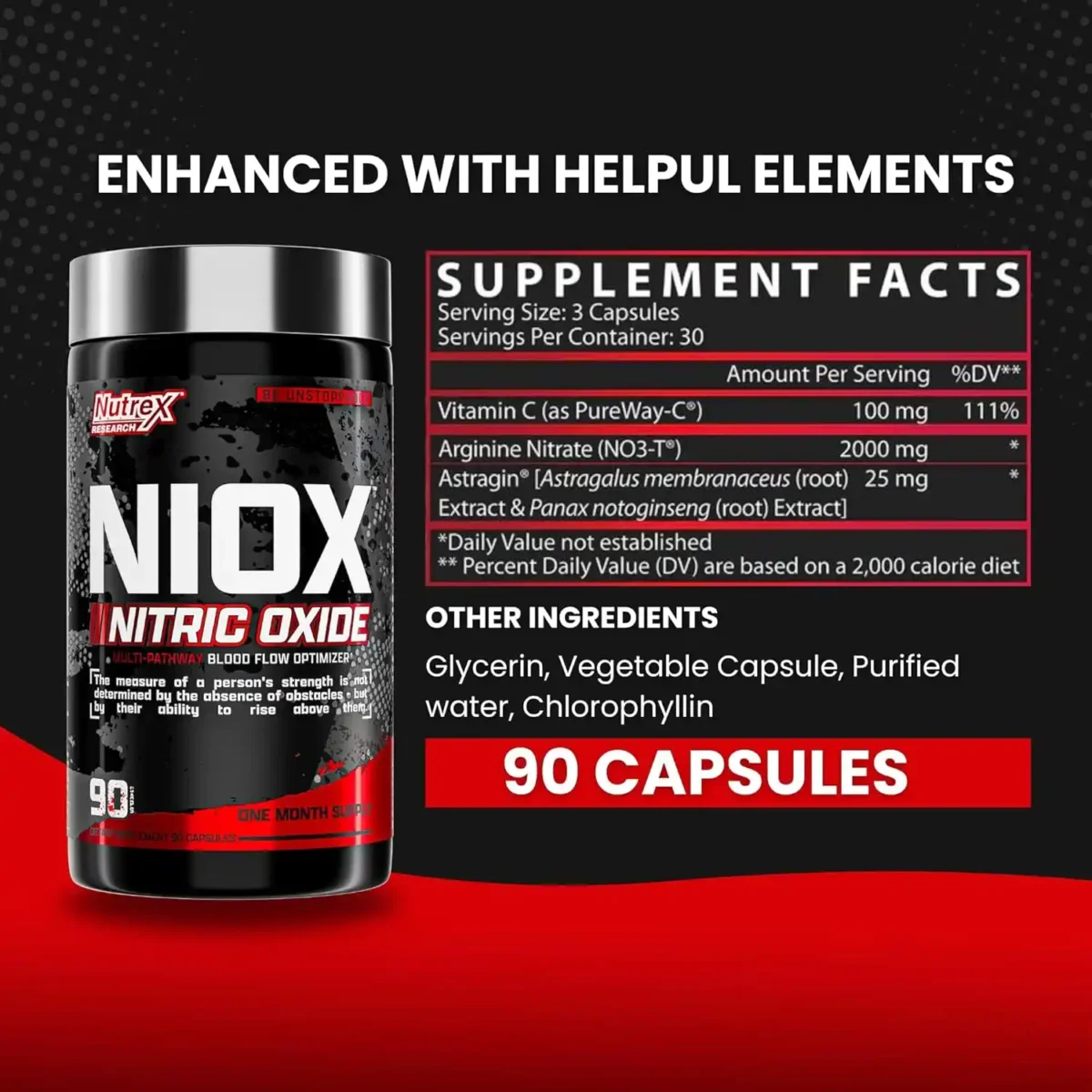 Nutrex NIOX Nitric Oxide | PUMP BOOSTER- 90Caps - Image 2
