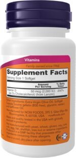 NOW Vitamin D-3 2,000 IU, 120 Softgels - Image 2