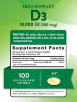 Nature’s Truth Vitamin D3 10,000 IU – 100 Softgels - Image 3